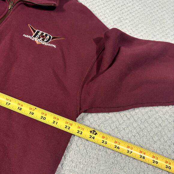 VTG 90's Harley Davidson USA Made Men's Maroon 1/4 Zip Sweatshirt Sz L - Picture 7 of 8